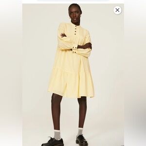 Pamela Love x RTR Yellow Eyelet mini Dress Sz small daisy‎ oversized shift EUC